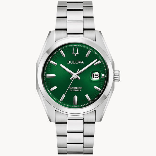 Bulova 96B429 Surveyor Green Dial 39mm Automatic Stainless Steel