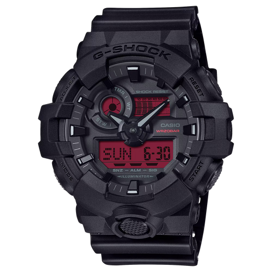 G-Shock GA700BBR-1A Black and Bold Red Analog Digital Resin