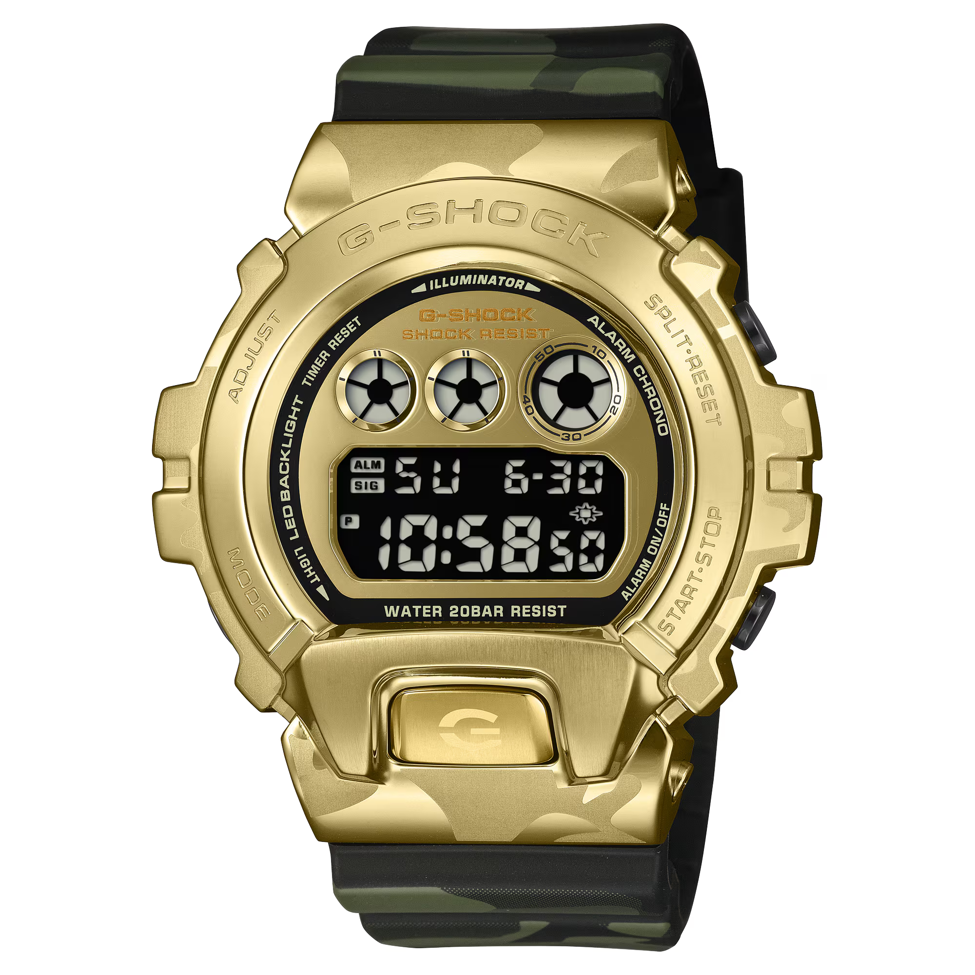 G-Shock GM6900CMG-3 Bold Camo and Gold Series 3-Eye Metal Resin