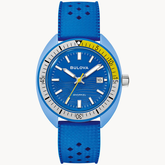 Bulova 98B445 Snorkel Blue Tang Fish Hybrid Ceramic Blue Dial Quartz