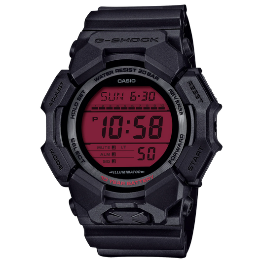 G-Shock GD010BBR-1 Bold Black and Red 10 Year Digital Resin