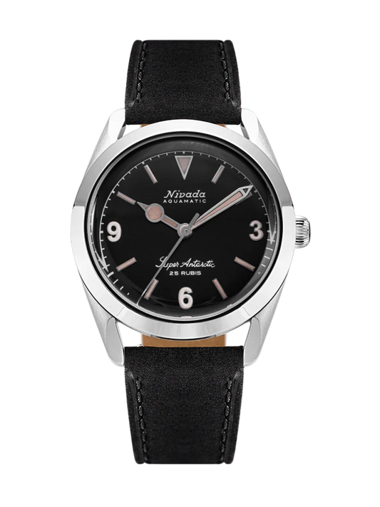 Nivada Grenchen 32032A17 Super Antarctic 3.6.9 Black Automatic Leather