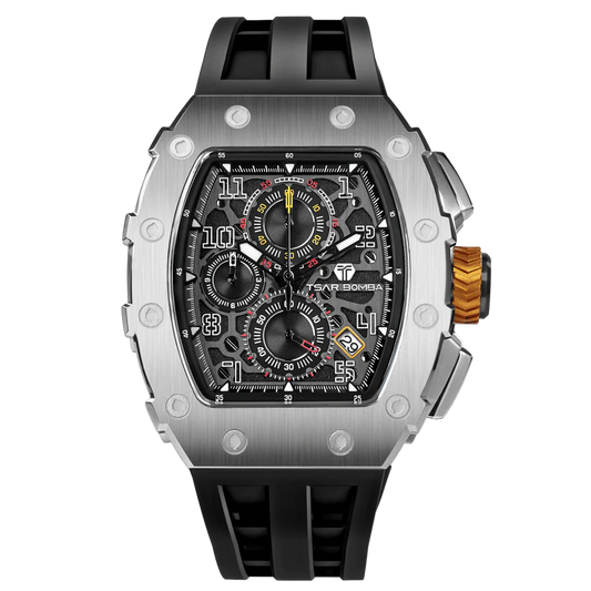 Tsar Bomba TB8204Q-13 Elemental Calendar Version Quartz Silver Black