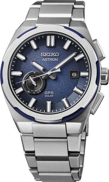 SEIKO ASTRON ネイビー ステンレス Seiko Astron SSJ023 GPS Solar Blue Textured Dial Titanium