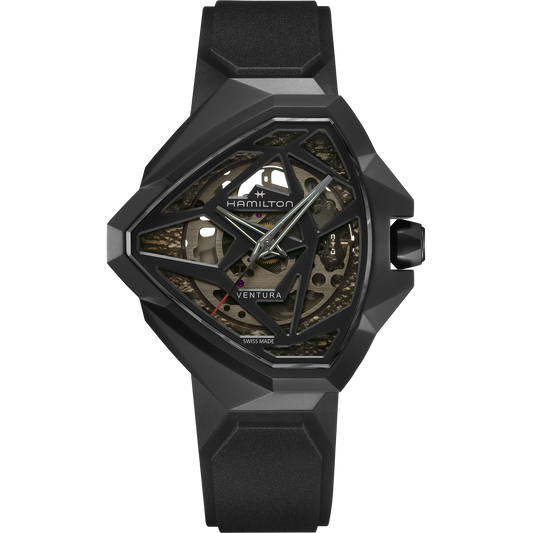 Hamilton H24645330 Ventura Edge Skeleton Dial Automatic Black
