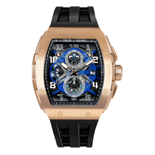 Tsar Bomba TB8211Q-05 Elemental Quartz Rose Gold Blue Dial