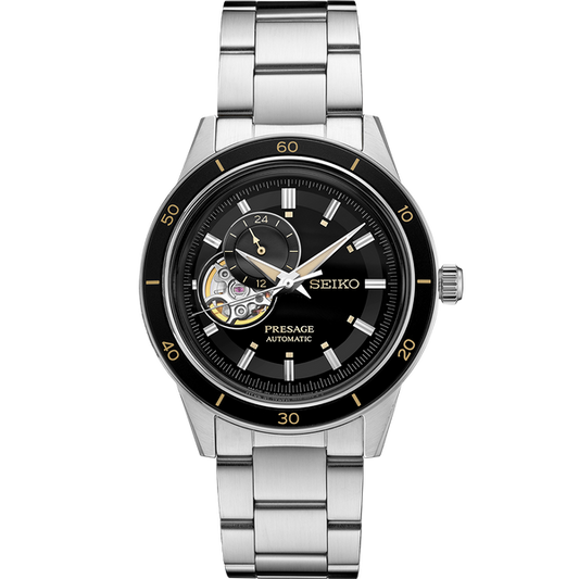 Seiko Presage SSA425 60's Collection Open-Heart Black Dial
