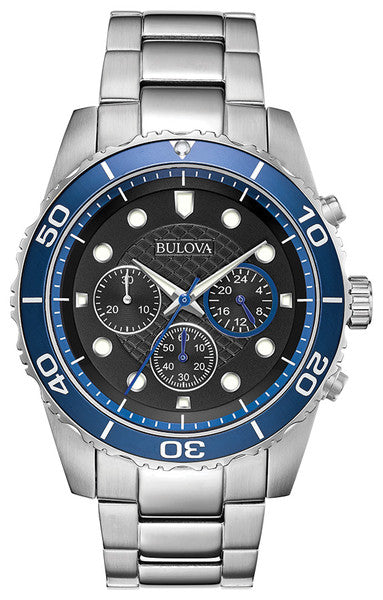 Bulova 98A212 Blue Bezel Chronograph Stainless Steel