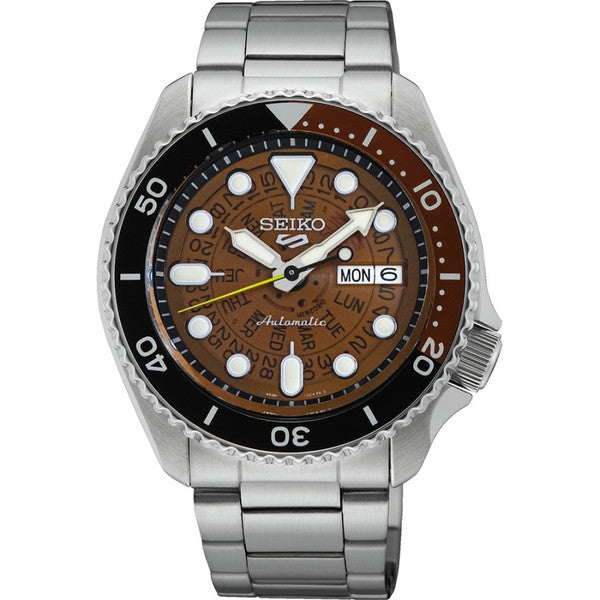 SEIKO/自動巻腕時計/4R35-04J0 Seiko 5 Sports SRPJ47 Time Sonar Transparent Dial Automatic Brown