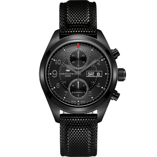 Hamilton H71626735 Khaki Field Auto Chrono Black DLC // Pre-Owned
