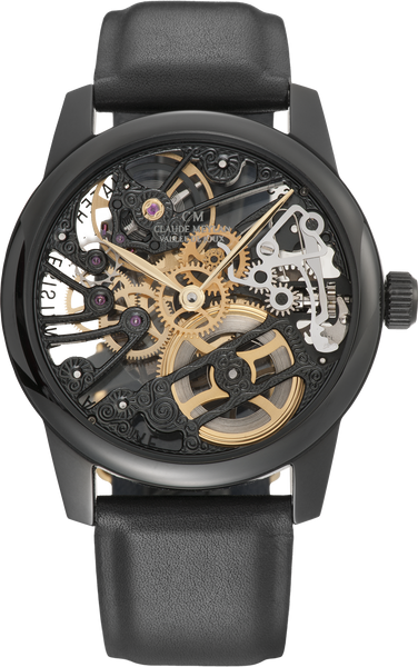 Black mechanical skeleton sales watch