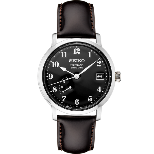 Seiko SNR039 Presage Spring Drive Enamel Black Dial