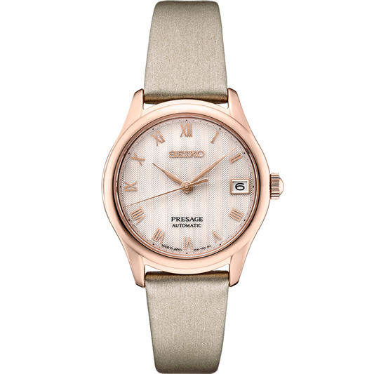 Seiko Presage SRPF50 Women's Rose Gold Tone Leather Strap