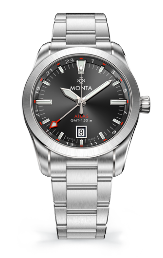 Monta Atlas GMT 24-Hour With Date Charcoal Dial // Pre-Owned
