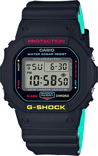 G-shock store DW5600CMB-1 Classic Breezy Rasta Color Alarm Chrono G Shock Watch