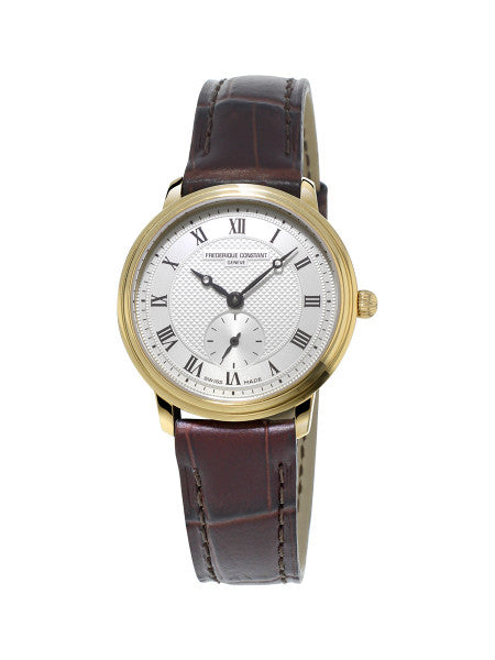 Frederique Constant FC-235M1S5 Slimline Ladies Small Seconds Yellow Gold Silver Dial