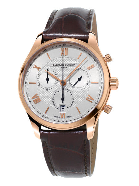 Frederique Constant FC-292MV5B4 Classics Quartz Chronograph Rose Gold Silver Dial