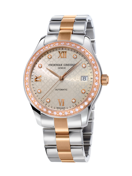Frederique Constant FC-303LGD3BD2B Ladies Automatic Double Heart Beat Stainless Steel Bracelet Rose Gold Light Grey Dial