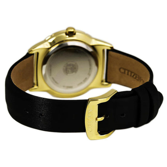 Citizen Ladies Eco-Drive Crystal Bezel Black Leather Dress Watch FE1112-06E