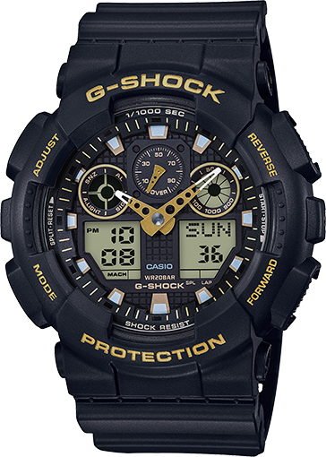 Casio G-Shock Ana-Digital Black and Gold GA100GBX-1A9CR