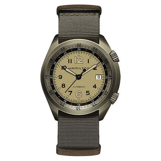 HAMILTON KHAKI AVIATION PILOT PIONEER ALUMINIUM H80435895