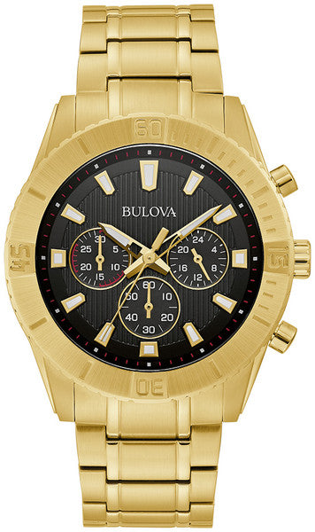 Bulova 97A165 Gold Tone Black Dial Chronograph