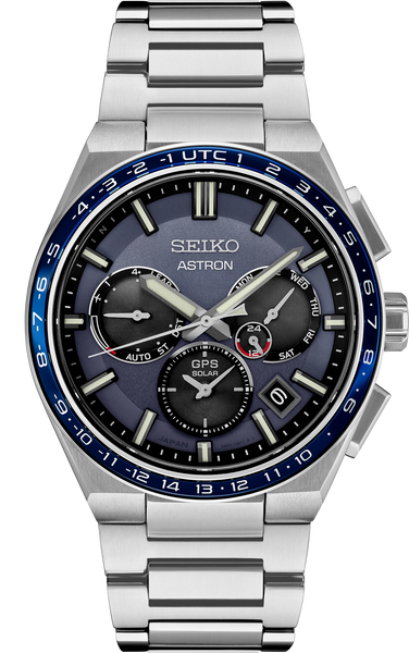 Seiko Astron SSH109 GPS Solar Dual Time Titanium Blue Dial