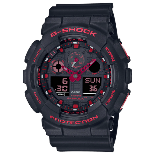G-Shock GA100BNR-1A Ignite Red Line Analog-Digital Bluetooth Red