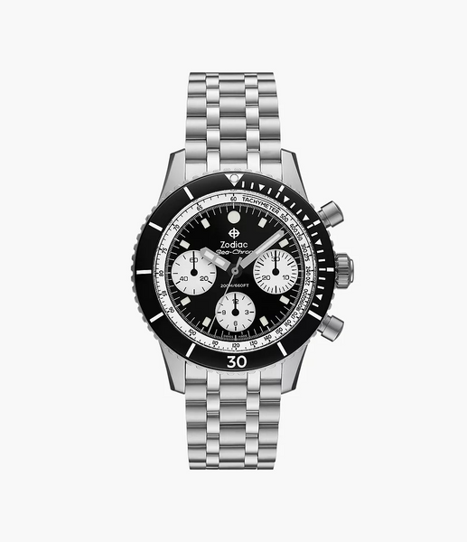 Zodiac ZO3604 Sea-Chron Automatic Stainless Chronograph Black White