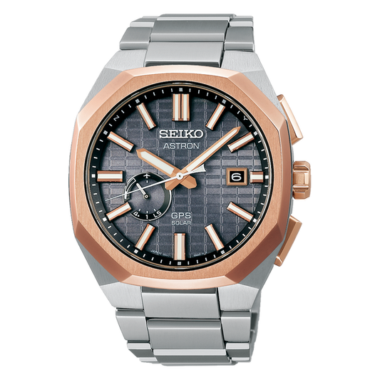Seiko Astron SSJ014 3X62 Rose Gold GPS Solar Titanium Grey Dial