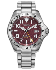 Citizen BJ7150-50W Promaster Land GMT Eco Drive Red Wine Textured Dial