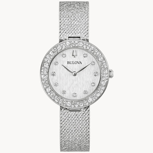 Bulova 96L329 Golden Age Crystal Silver Dial Ladies