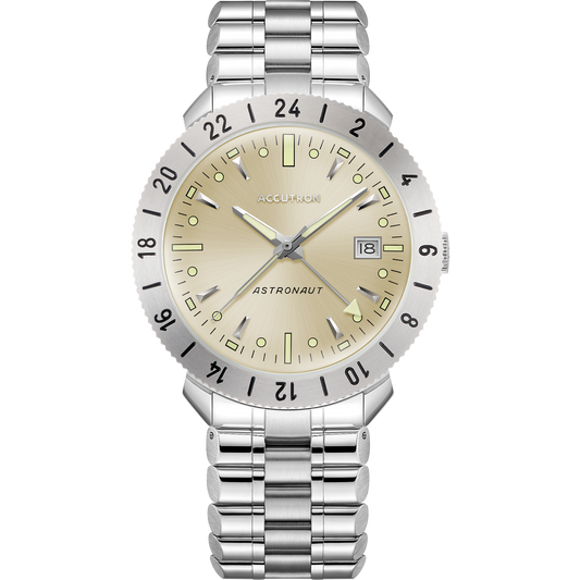 Accutron 26B204A Astronaut LTI Grade 5 Titanium Automatic GMT Champagne
