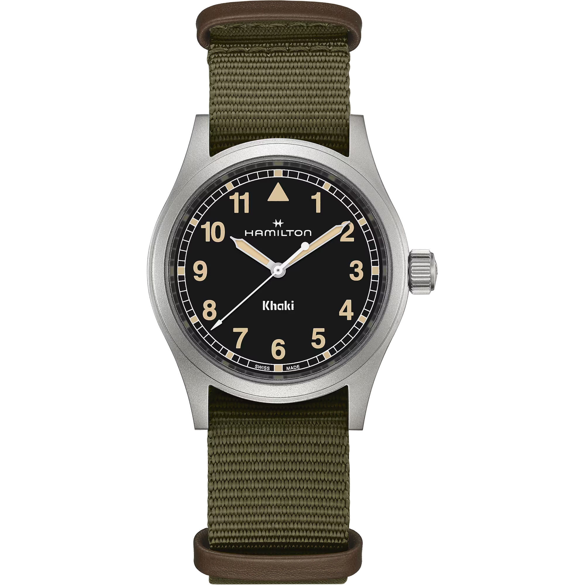 Hamilton H69401930 Khaki Field Quartz 38mm Black Dial Green Nato