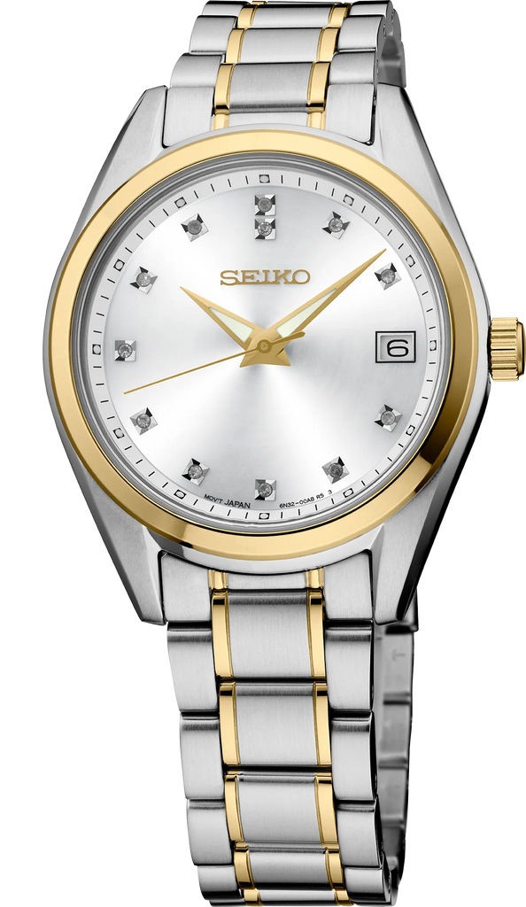 Seiko SUR582 Diamonds Two-Tone Silver Dial Quartz