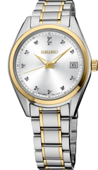 Seiko SUR582 Diamonds Two-Tone Silver Dial Quartz