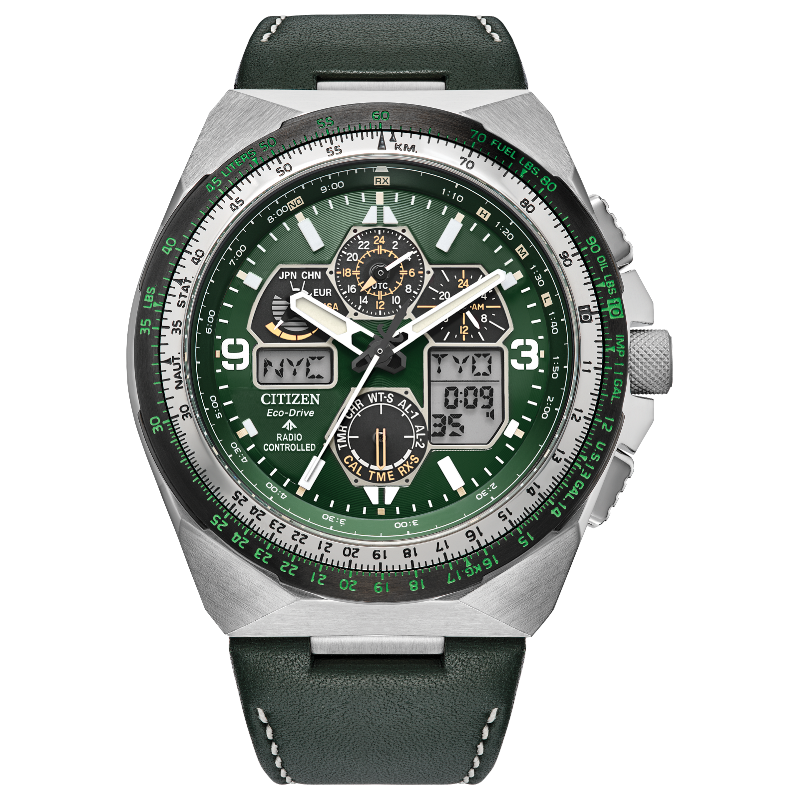 Citizen JY8147-01X Promaster Skyhawk A-T Green Leather