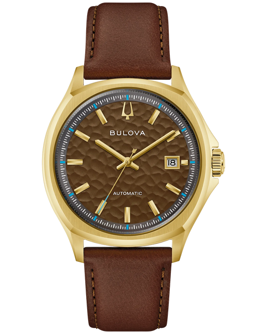 Bulova 97B244 Tony Bennett NYC Brown Hammered Dial Automatic Gold Tone