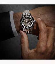 Zodiac ZO9319 Compression Diver Stainless Steel Skeleton Dial Gold Tone