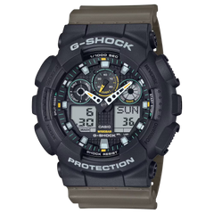 G-Shock GA100TU-1A3 Utilitarian Style Ana-Digi Olive Green Black Dial
