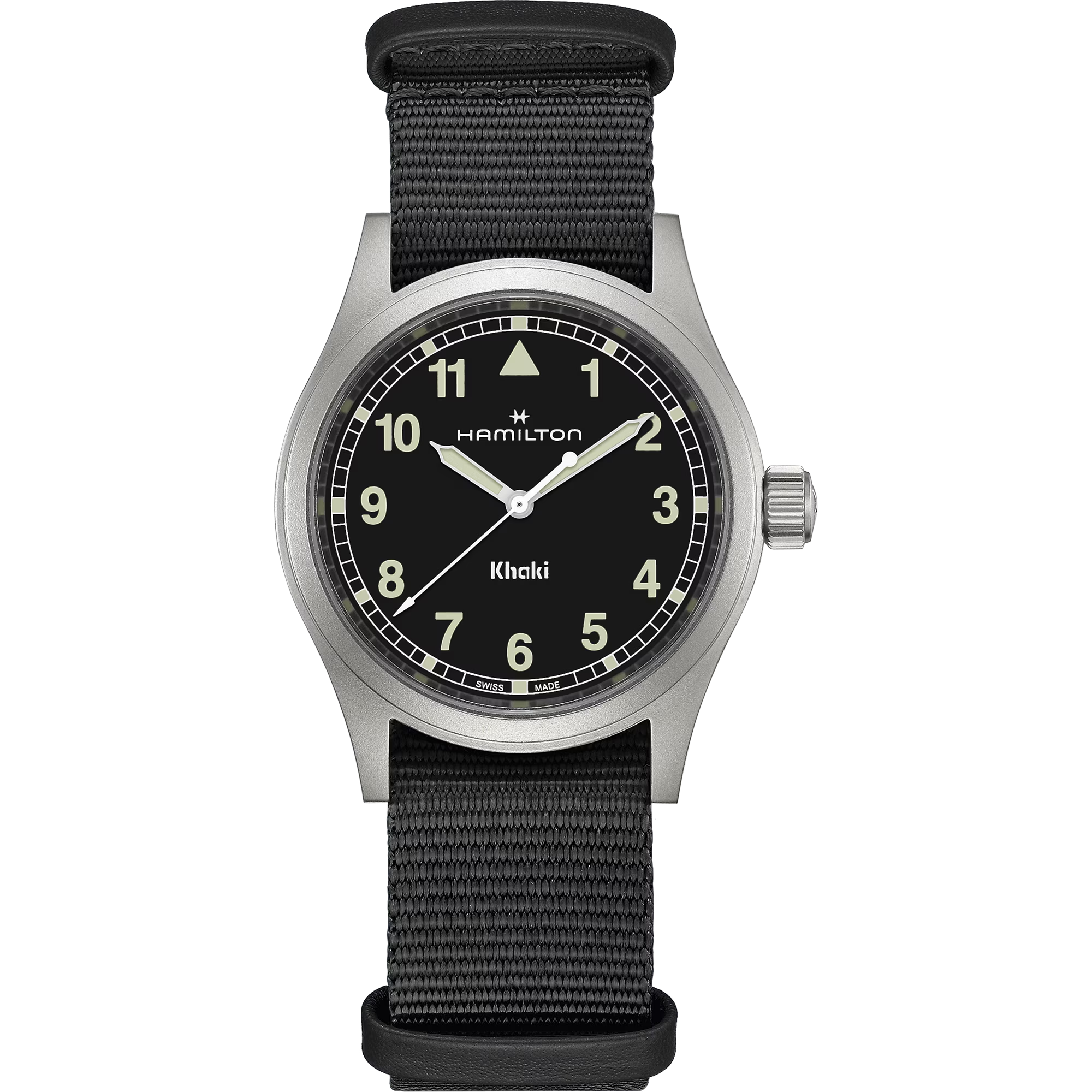 Hamilton H69401430 Khaki Field Quartz 38mm Black Dial Grey Nato