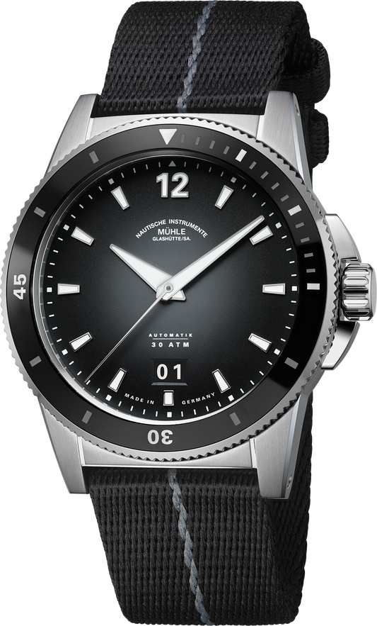 Muhle Glashutte M1-52-43-NB Sportivo Big Date Ceramic Bezel Textile Strap
