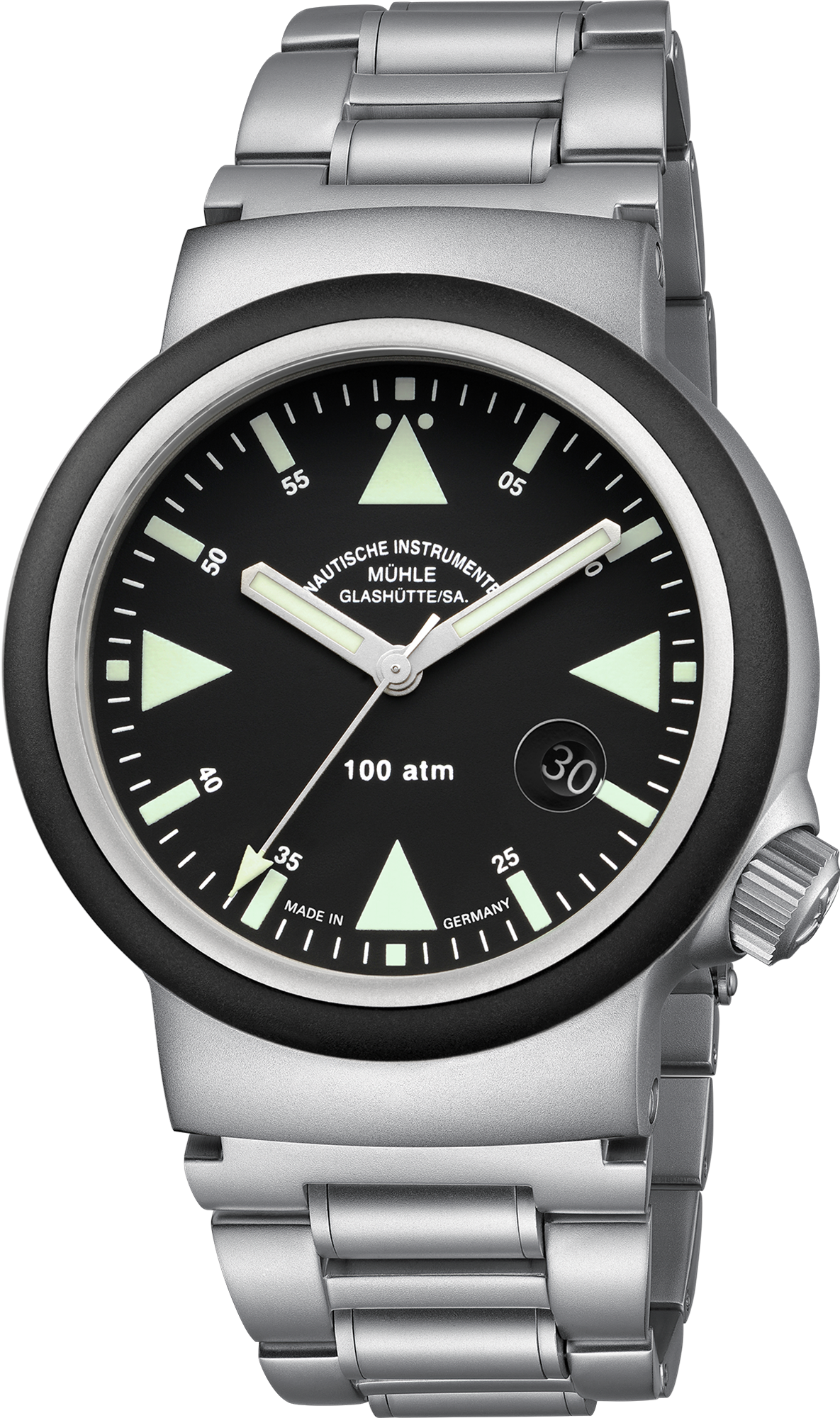 Muhle Glashutte M1-41-03-MB-II S.A.R. Rescue Timer Black Dial Stainless Bracelet