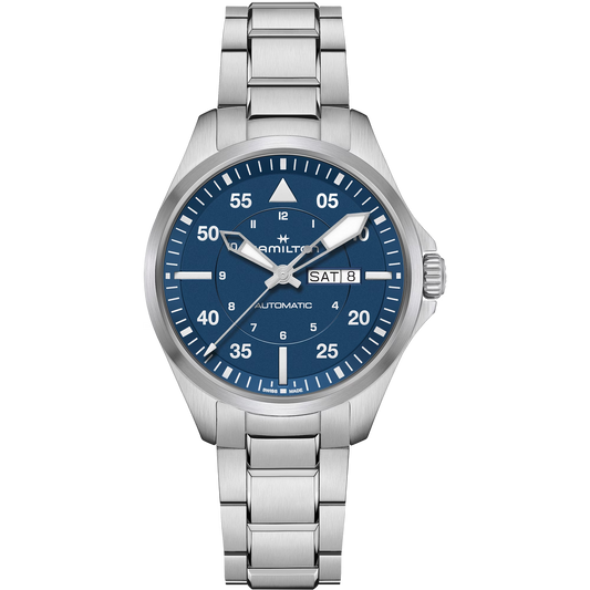 Hamilton H64635140 Khaki Aviation Pilot Day Date Auto Blue Dial