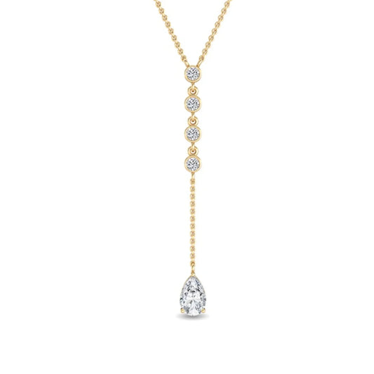 Pear & Round Lab-Grown Diamond Lariat Necklace