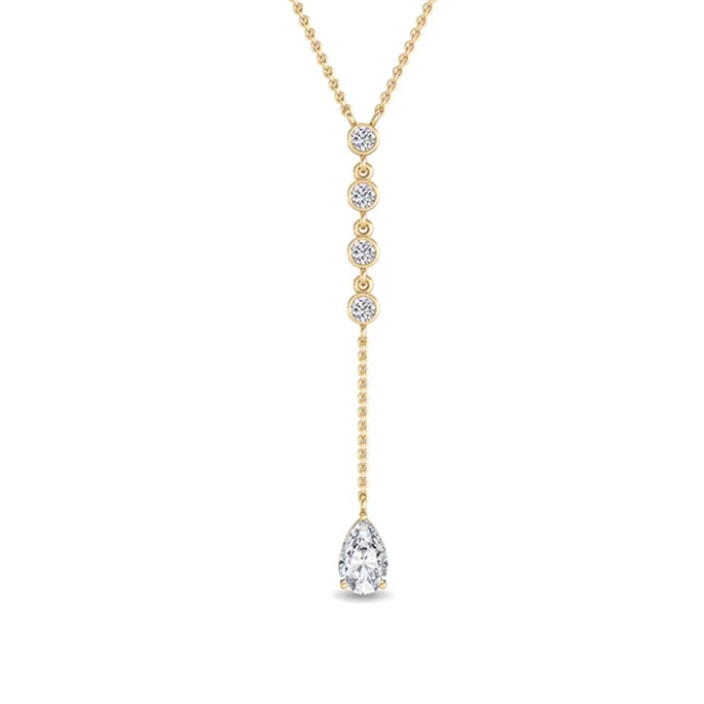 Pear & Round Lab-Grown Diamond Lariat Necklace