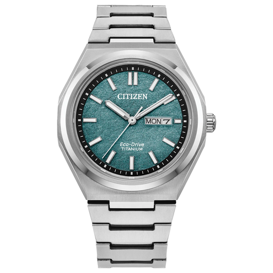 Citizen AW0130-85X Zenshin Three-Hand Super Titanium Green Textured Eco-Drive