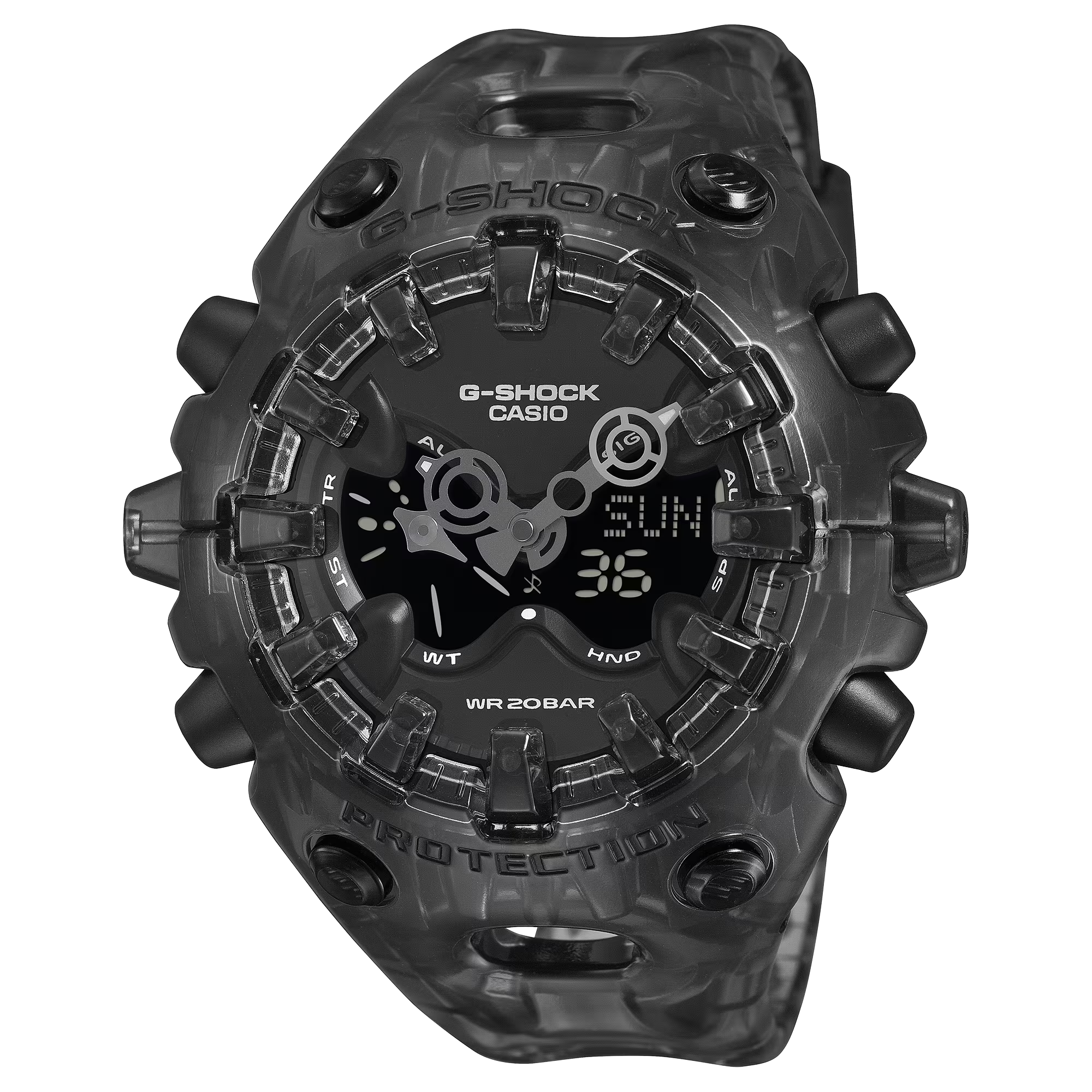 g-shock オールドケース G-Shock GAV01SKE-8A Translucent Big Case Black Resin Ana-Digi