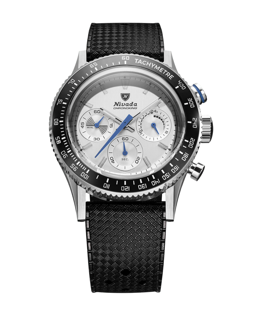 Nivada Grenchen 87046Q01 Chronoking Mecaquartz Racing Grey Silver Dial