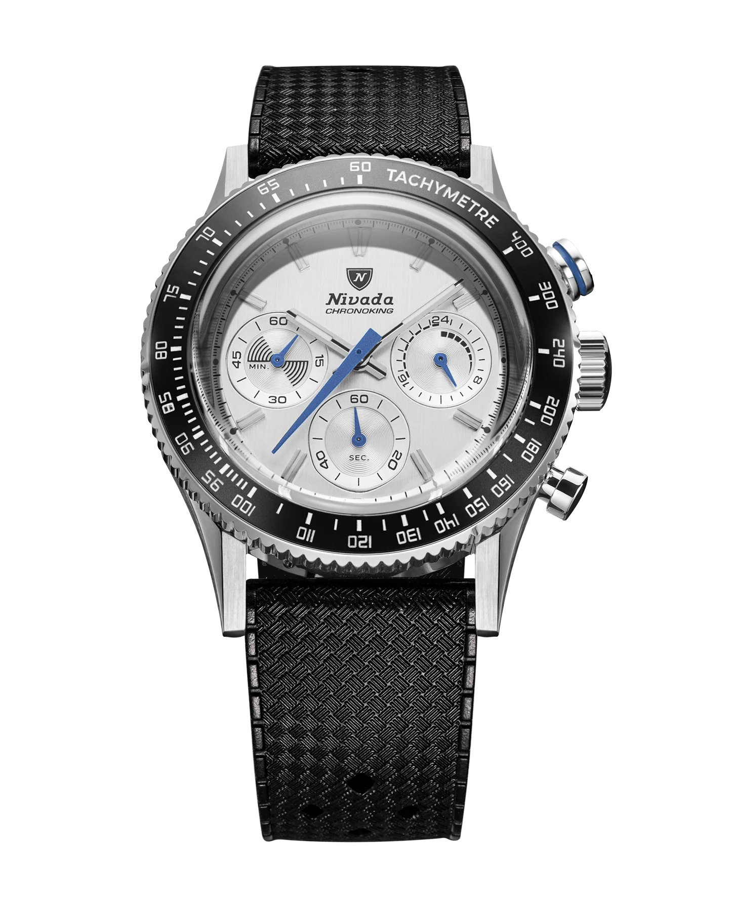 Nivada Grenchen 87046Q01 Chronoking Mecaquartz Racing Grey Silver Dial